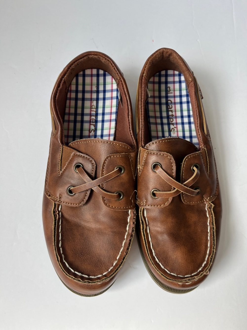 Boy’s Youth 3 Carter’s Brown Loafers Slip in Bungee Laces